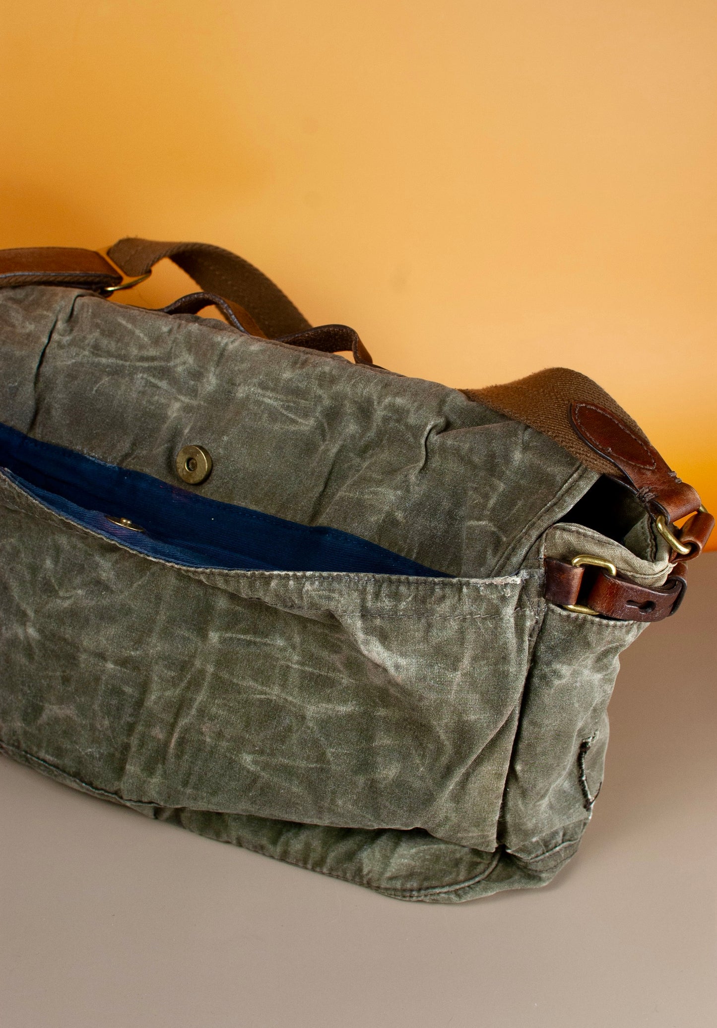 J. Crew Waxed Canvas & Leather Courier Bag