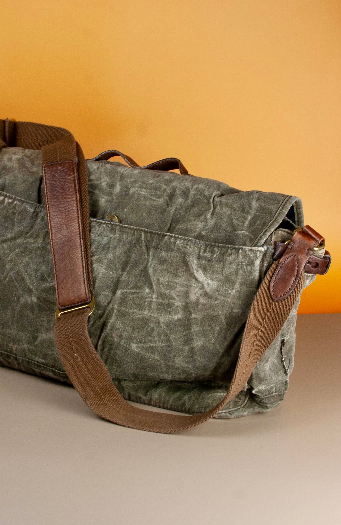J. Crew Waxed Canvas & Leather Courier Bag