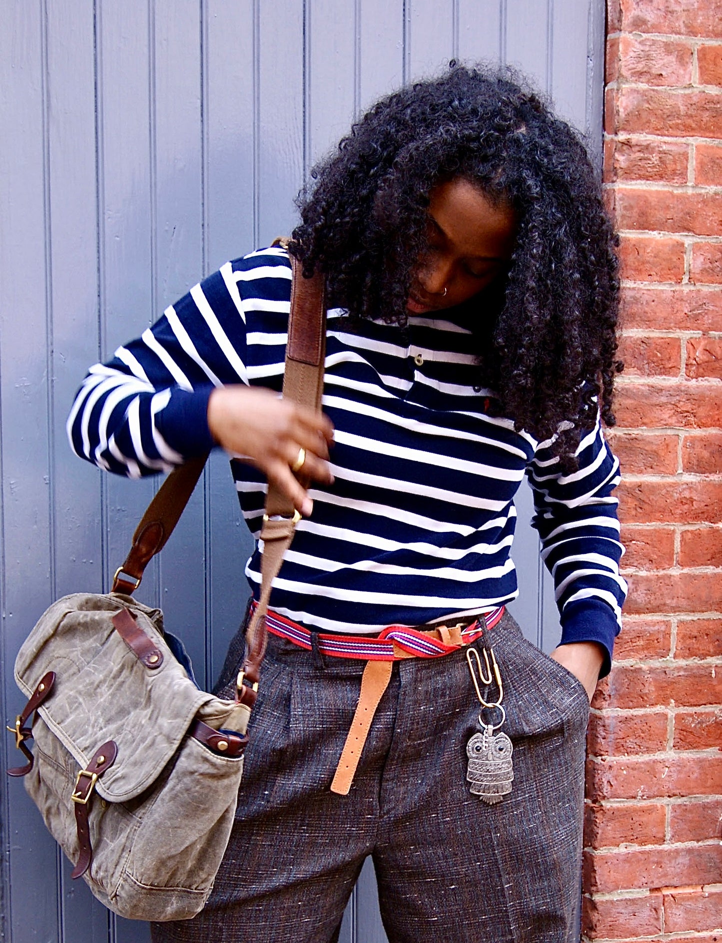 J. Crew Waxed Canvas & Leather Courier Bag
