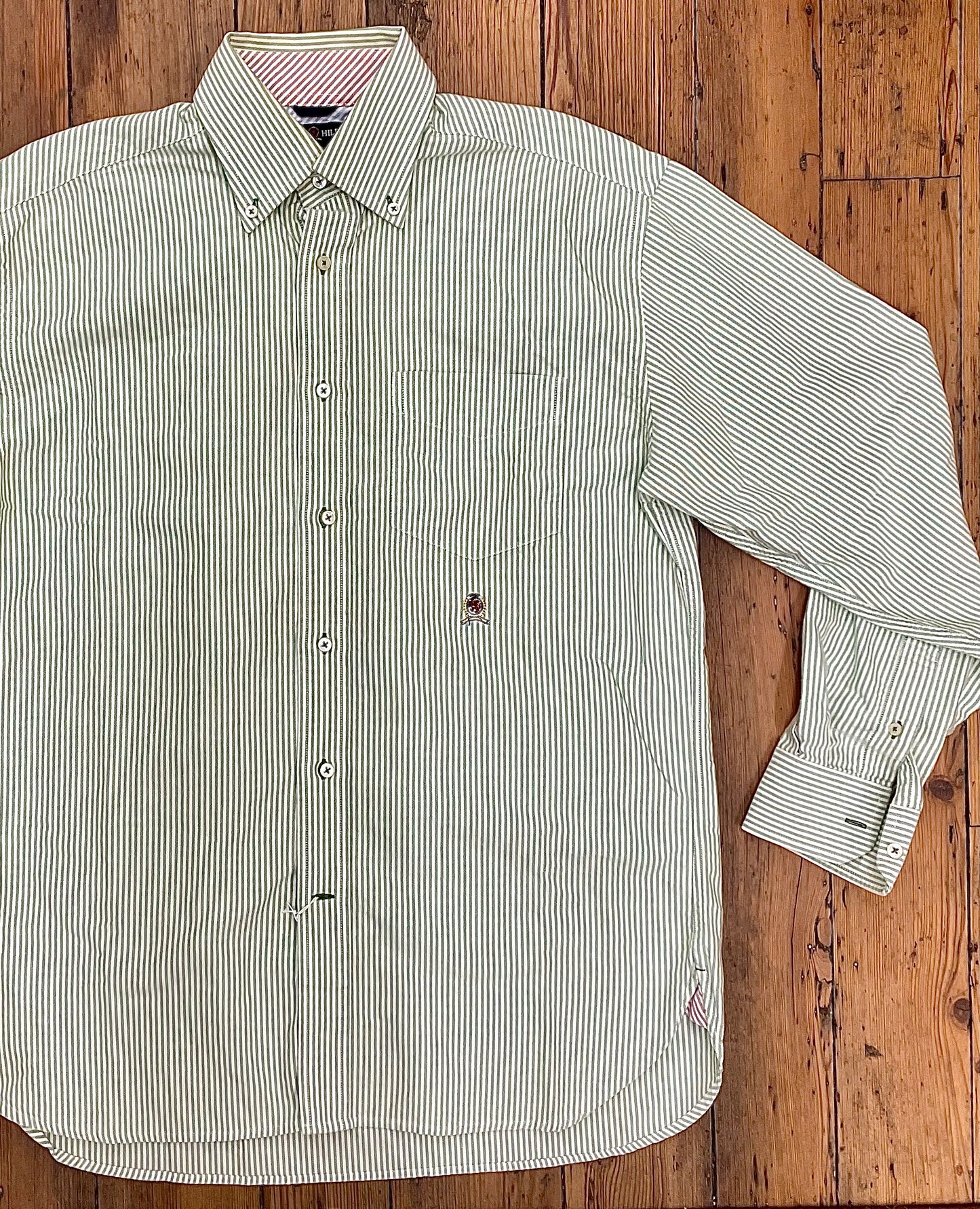 Tommy Hilfiger Green & White Striped Oxford Shirt
