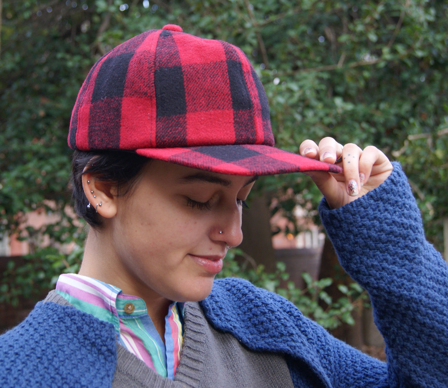 50/50 wool & acrylic blend traditional buffalo plaid cap