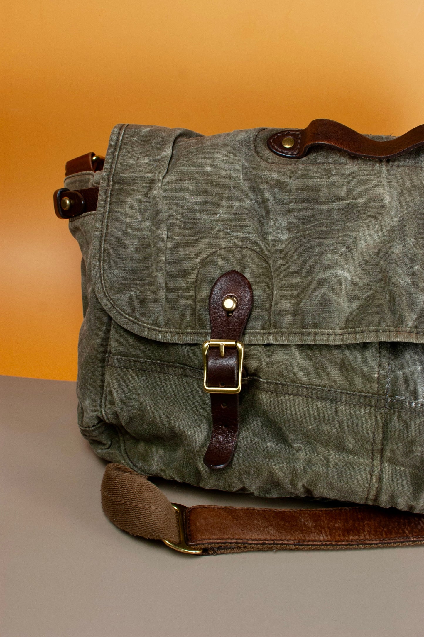 J. Crew Waxed Canvas & Leather Courier Bag
