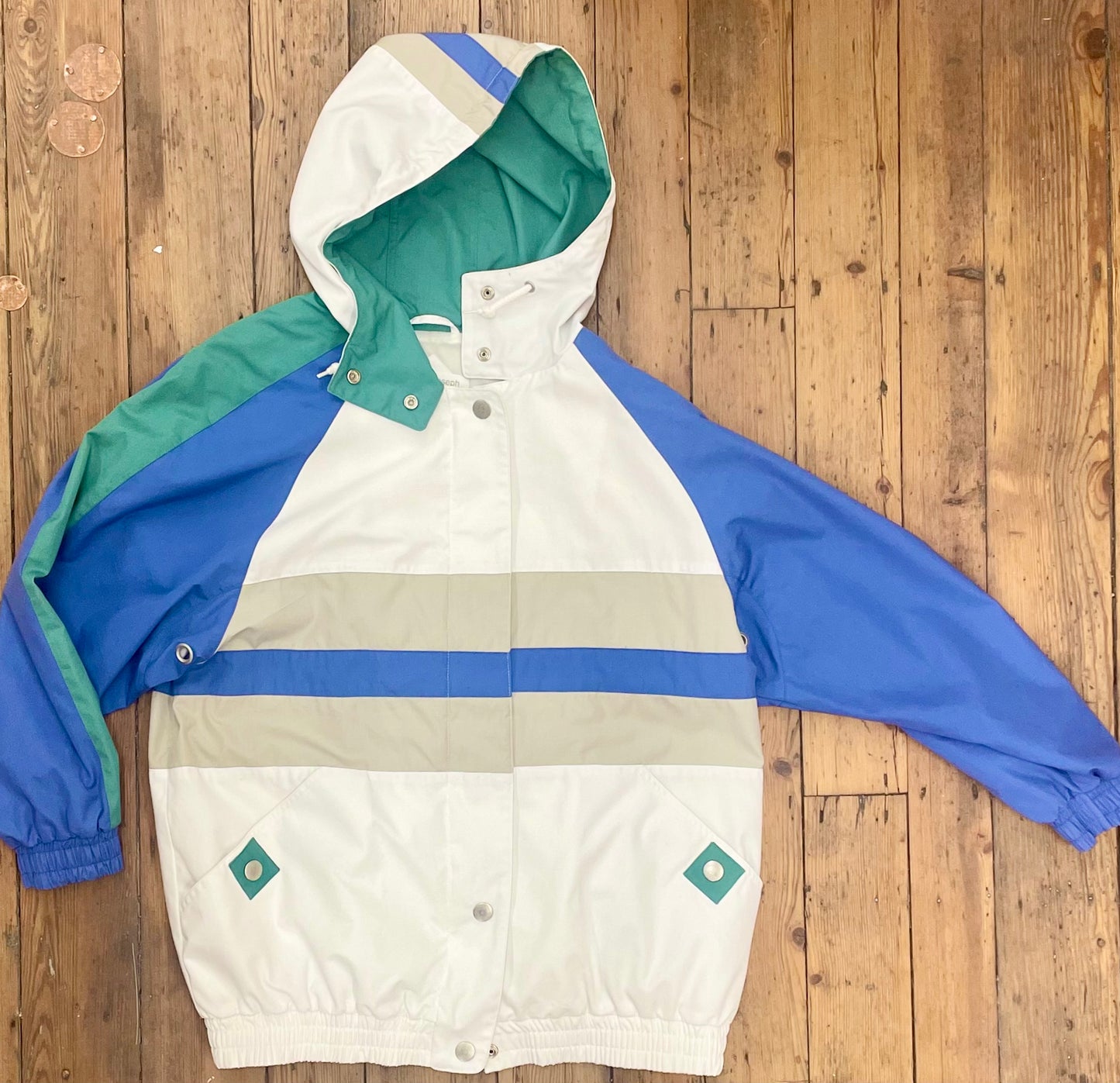 Nautical-Inspired Oversized Jacket with Color Blocking