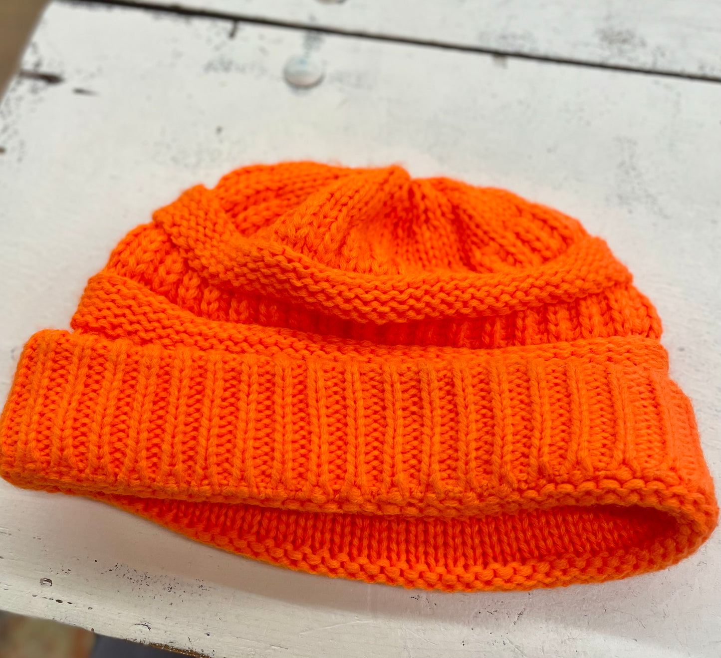 Heavy-Knit Orange Beanie [one size]