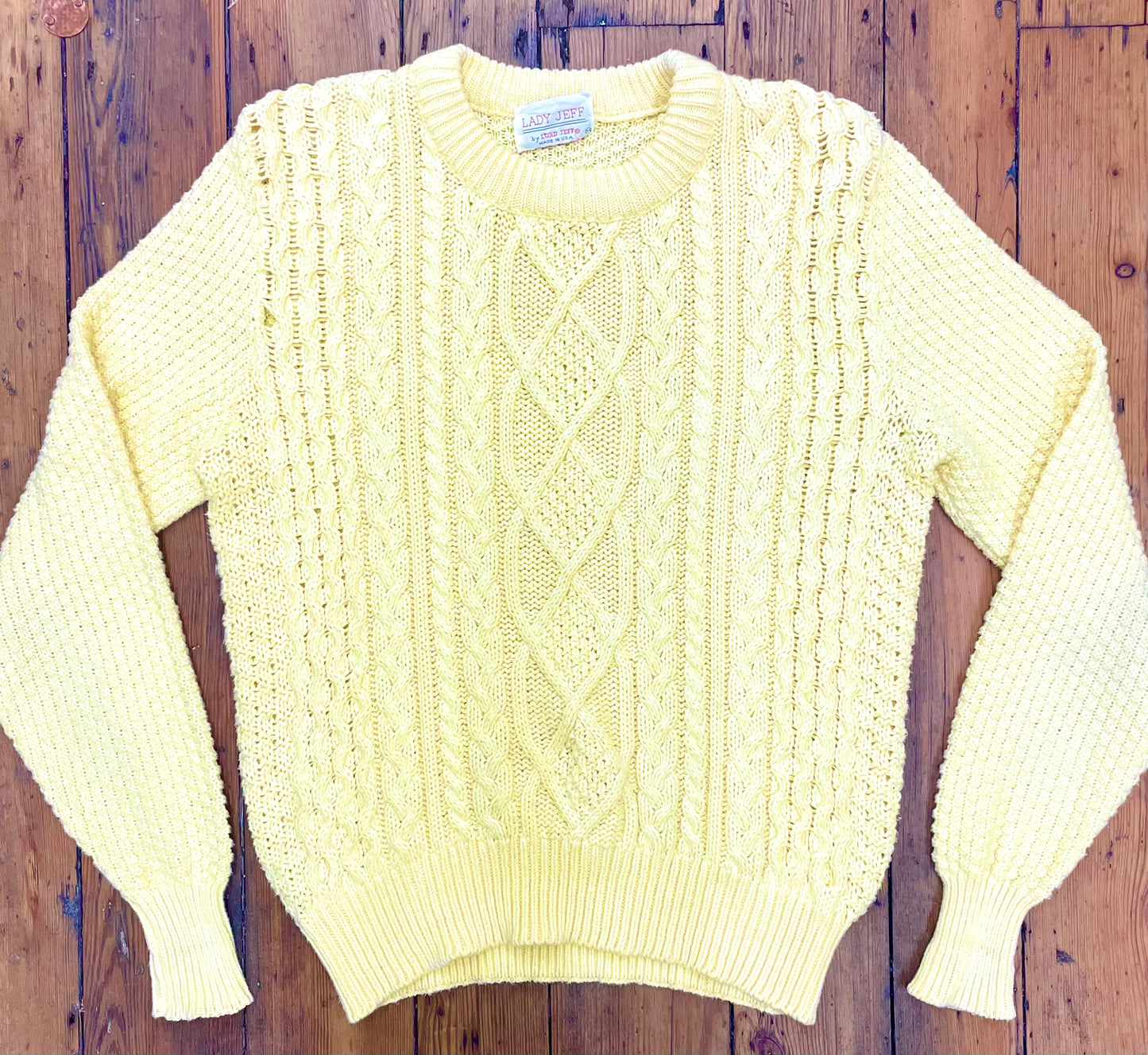 USA-Made Cotton Cable-Knit Sweater [vintage, small/medium]