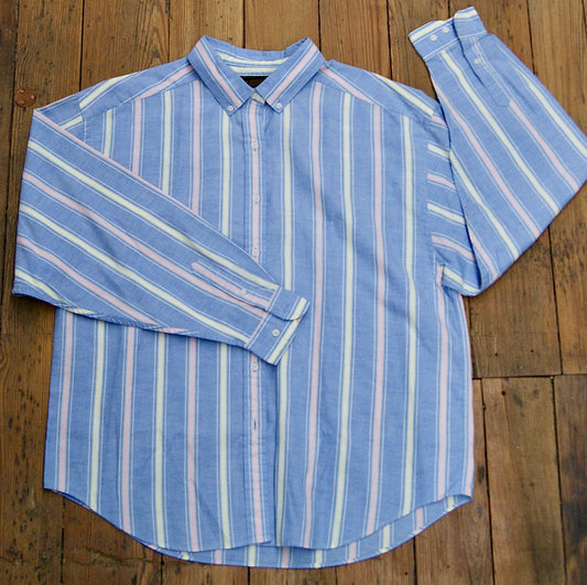 Eddie Bauer Women’s Striped Oxford Shirt [1990s, extra large]