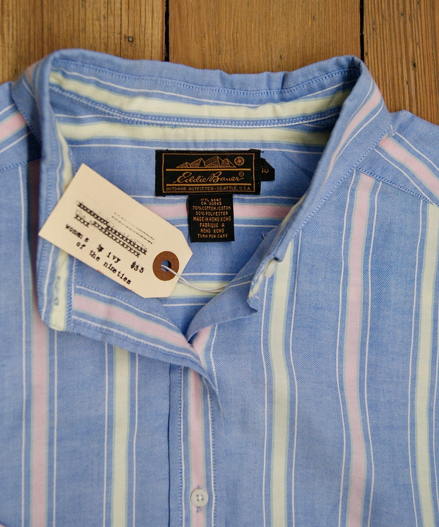 Eddie Bauer Women’s Striped Oxford Shirt [1990s, extra large]