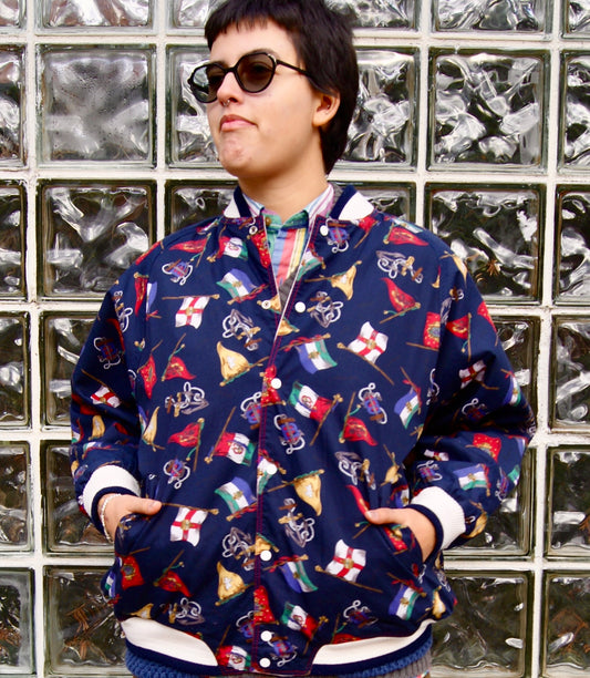 Reversible Bomber Jacket with Sailing Print [1990s, women’s large]
