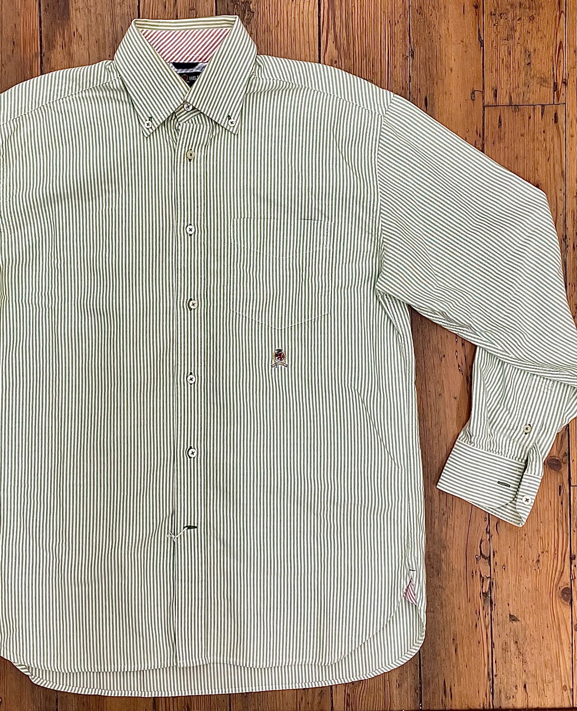 Tommy Hilfiger Green & White Striped Oxford Shirt 