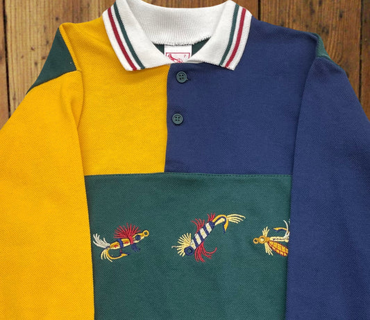Boys’ Rugby-Style Shirt with Fly Fishing Theme [vintage, 7]