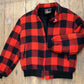 Vintage USA-made buffalo plaid wool jacket with black sherpa lining 