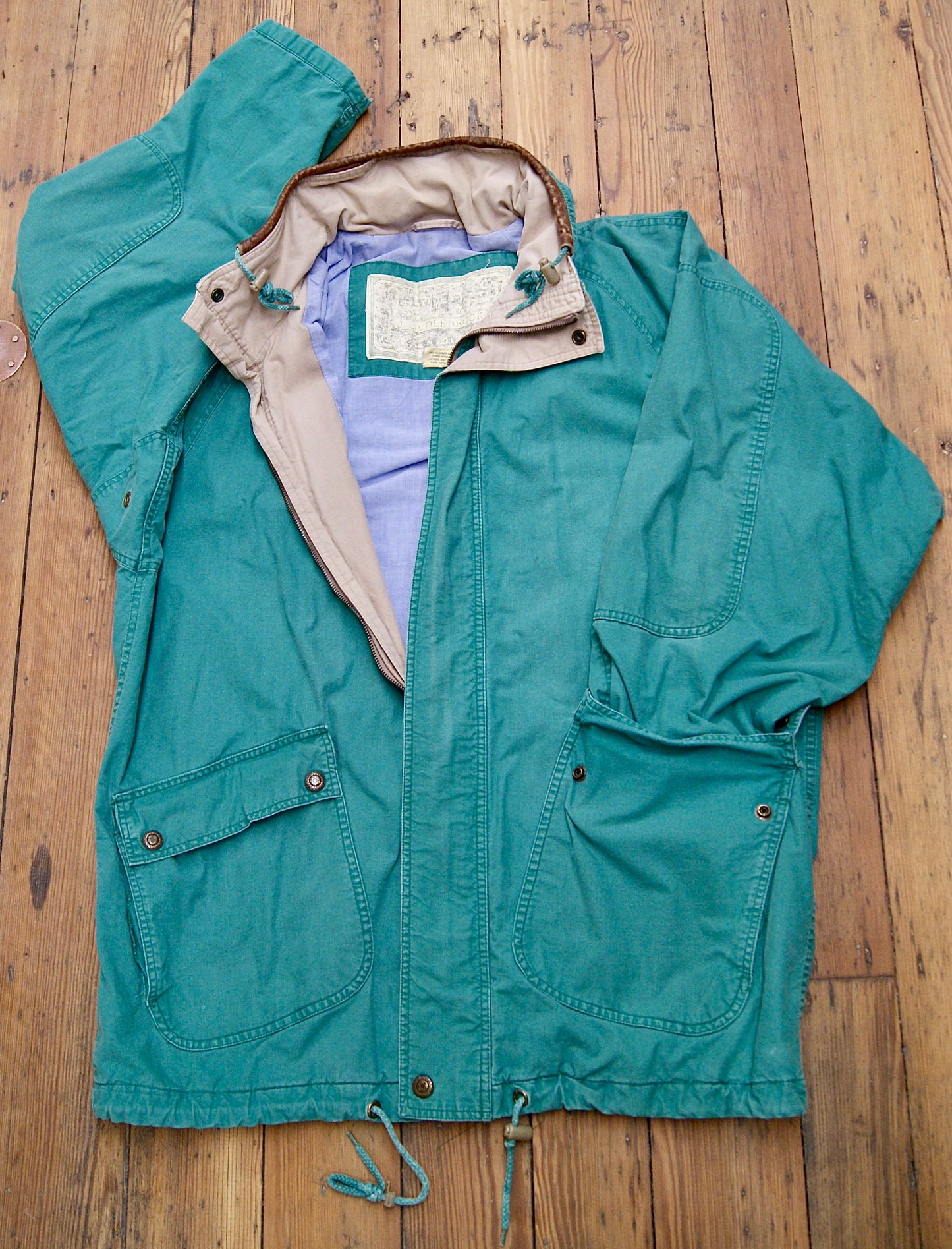 Nineties-Style Field Coat with Leather Trim [large/extra large]