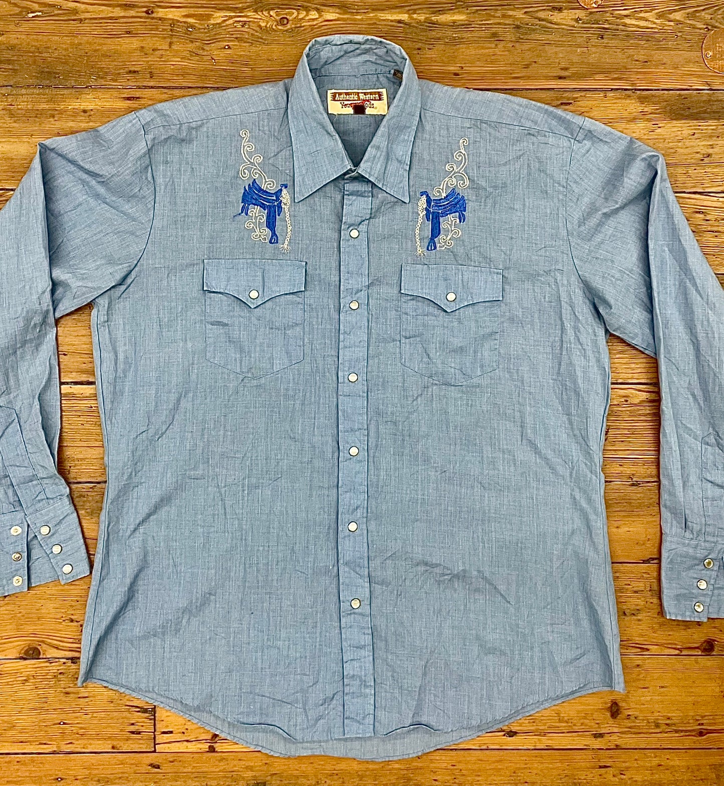 Long-Sleeve Western Shirt with Embroidery [vintage, large]