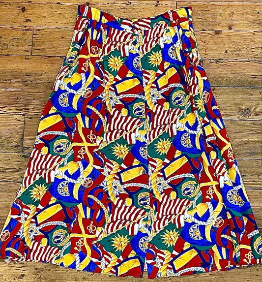 Pendleton Summer Weight Maxi Skirt with Sailing Print [1990s, medium]
