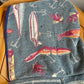 Reversible Hooded Vest with Embroidered Lures Print (repurposed design)