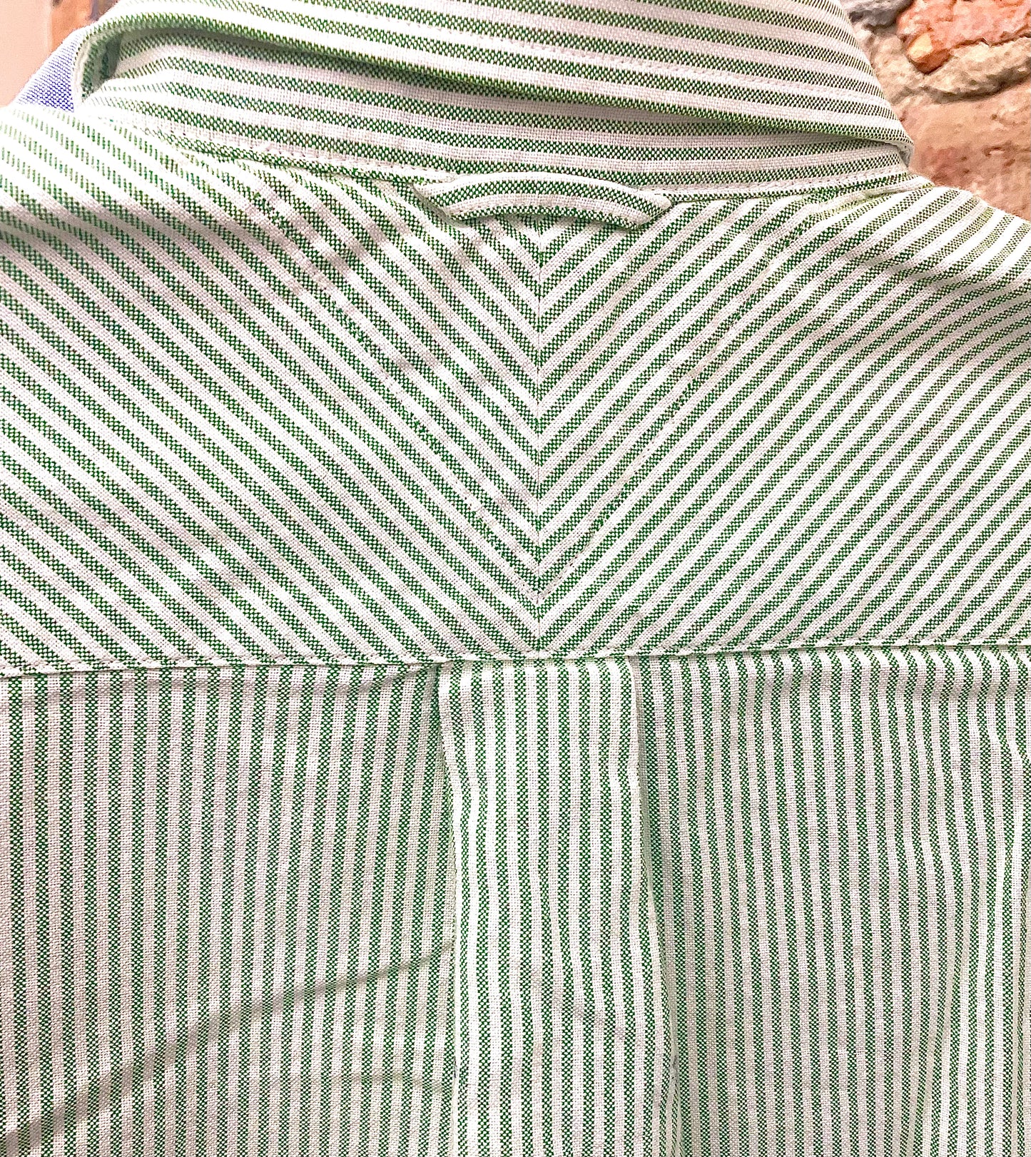 Tommy Hilfiger Green & White Striped Oxford Shirt [1990s, medium]