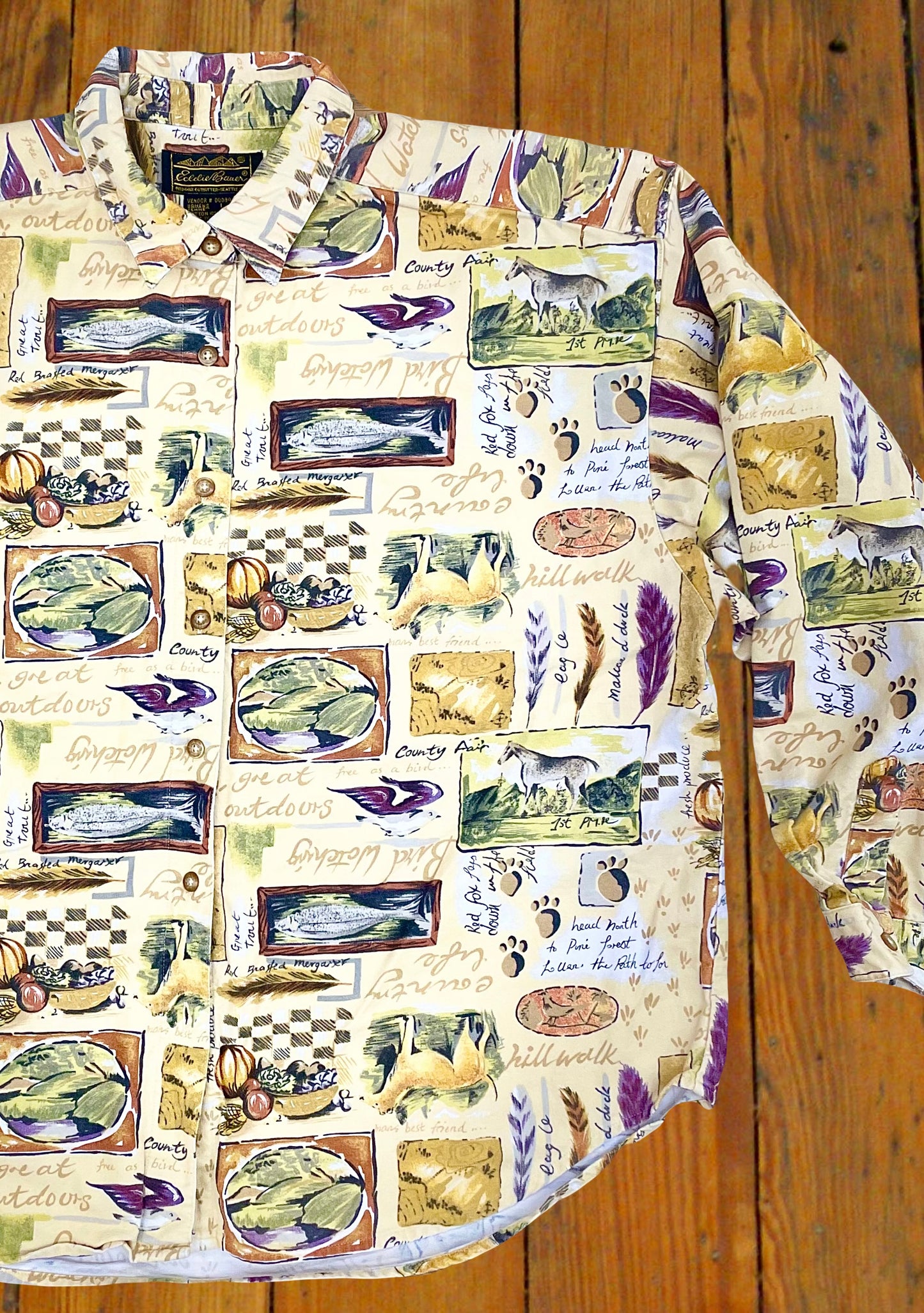 Eddie Bauer Women’s County Fair All-Over Print Shirt [1990s, large]