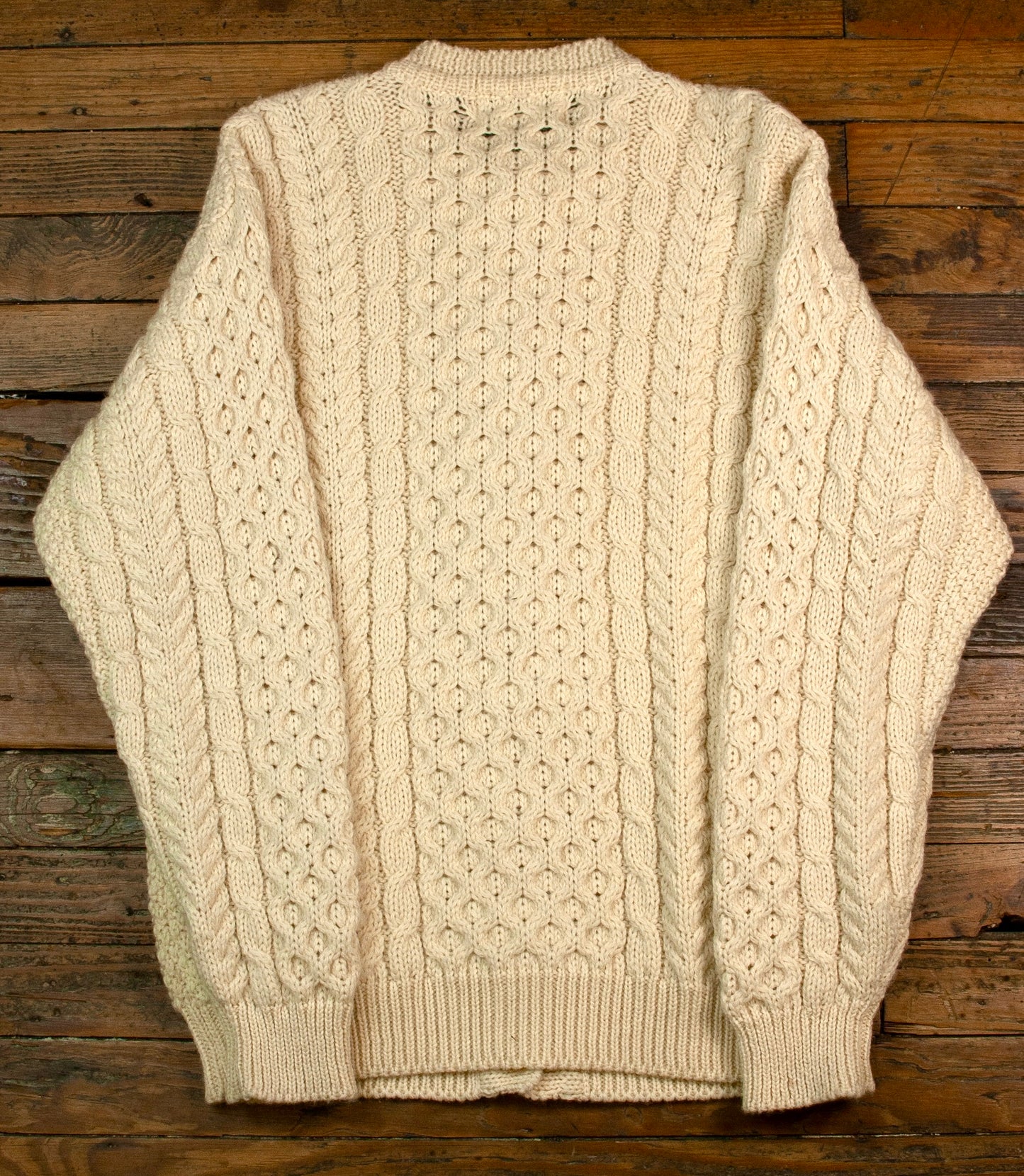 Irish Cable-Knit Wool Cardigan [vintage, medium]