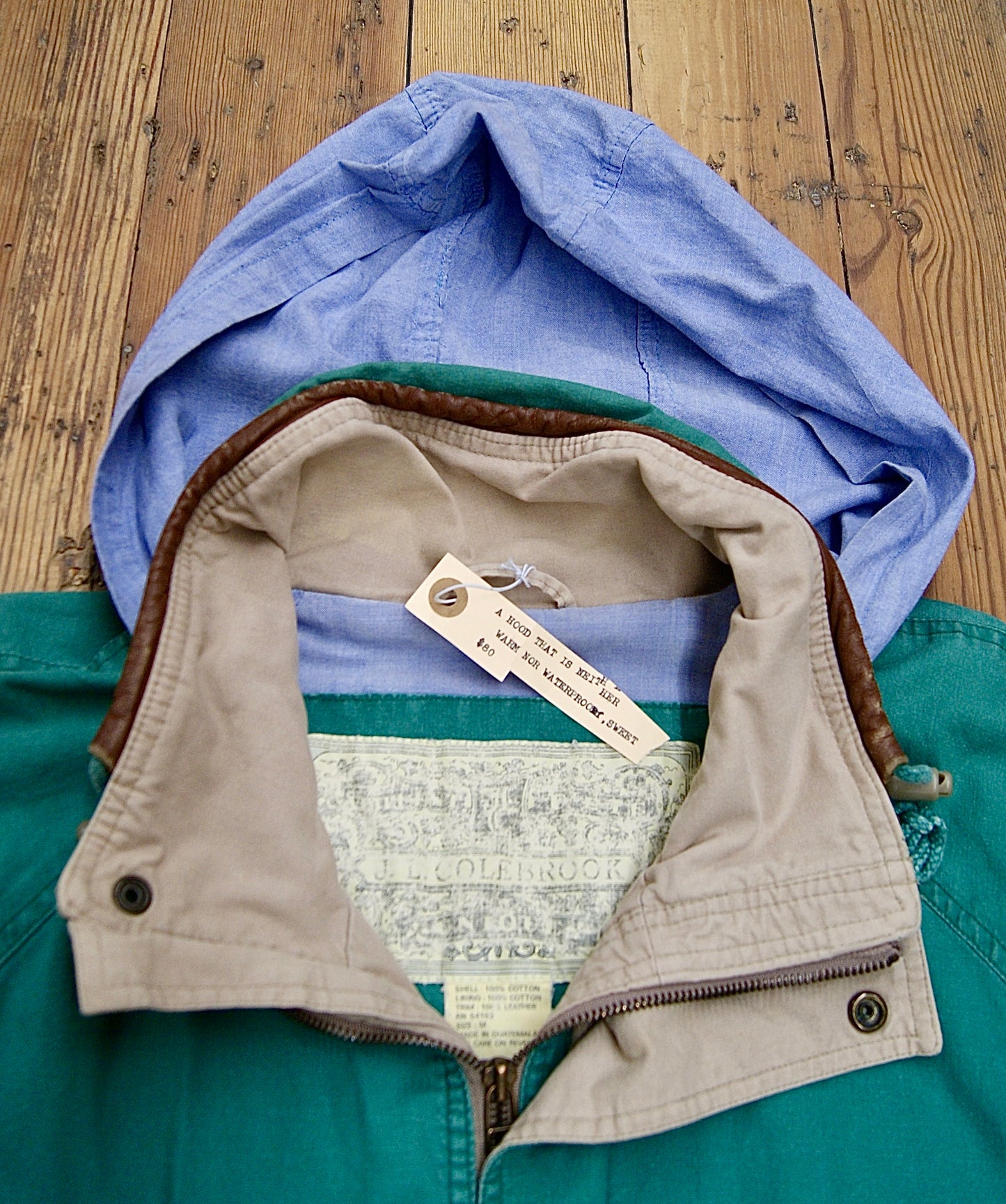 Nineties-Style Field Coat with Leather Trim [large/extra large]