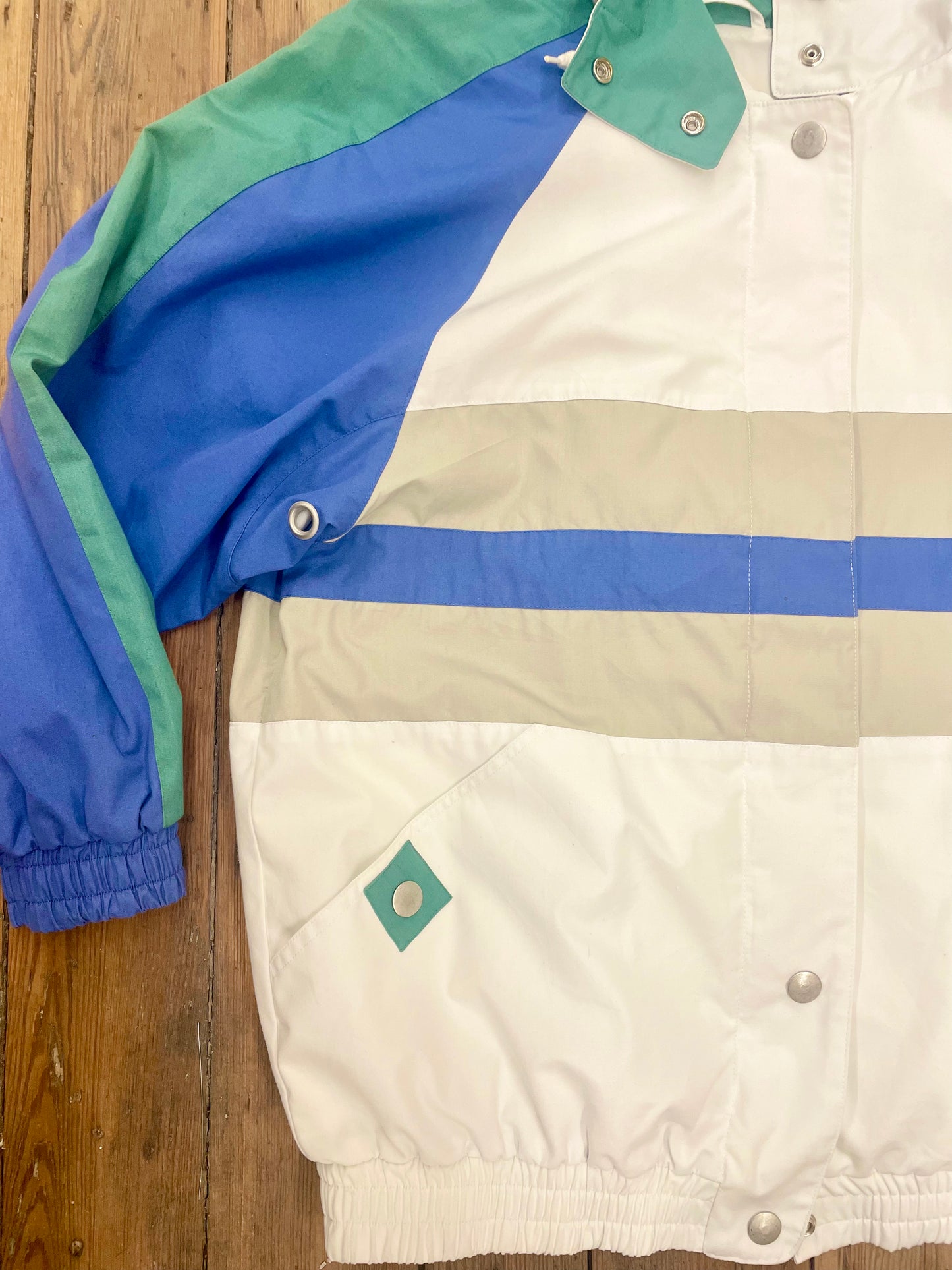 Nautical-Inspired Oversized Jacket with Color Blocking [1990s, women's medium]