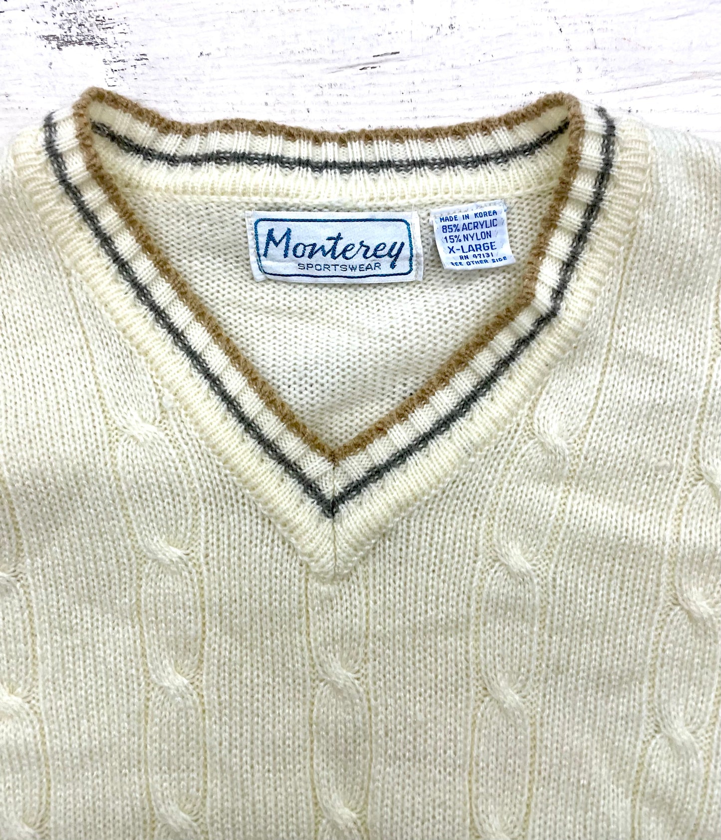 Ivy-Style V-Neck Sweater [1960s/70s, small]