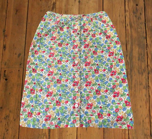 Orvis Pencil Skirt with Spring Flower Print [1990s, small]