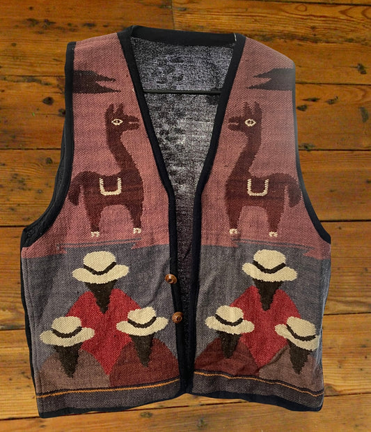 Alpaca Pattern Traditional Knit Vest [vintage, medium]