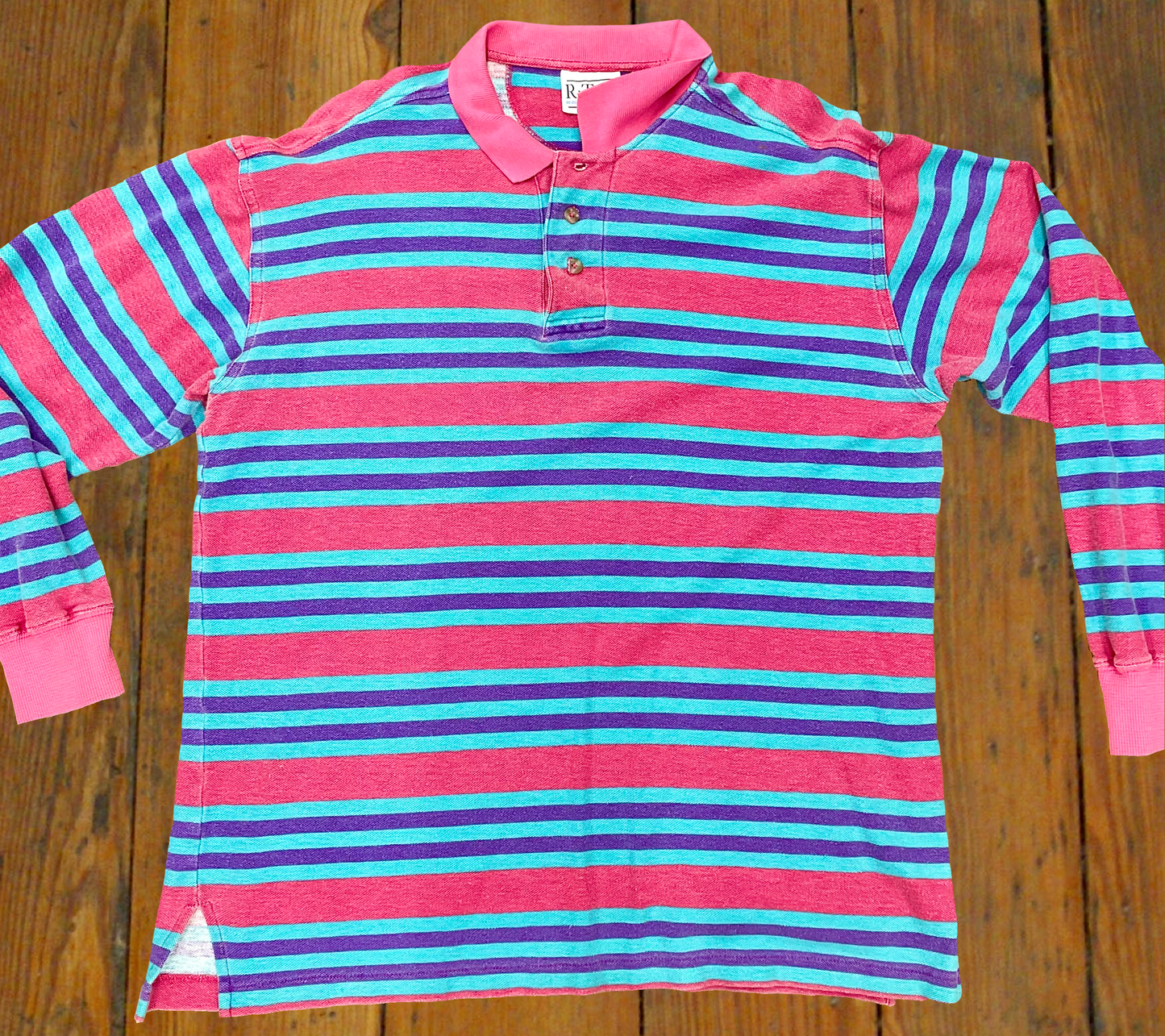 Long-Sleeve Striped Polo Shirt [vintage, large/extra large]