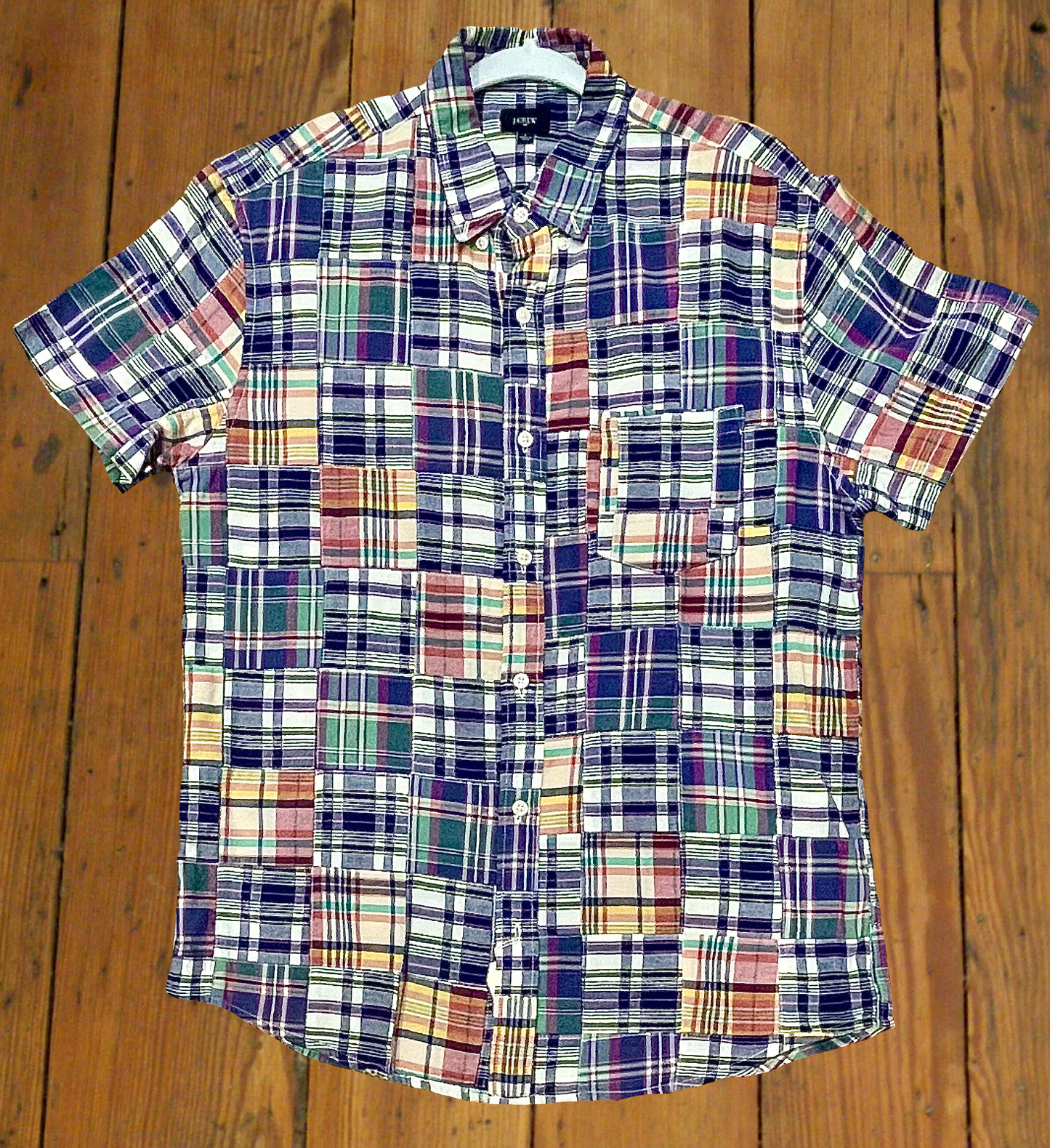 J. Crew Madras Patchwork Short-Sleeve Shirt [medium]