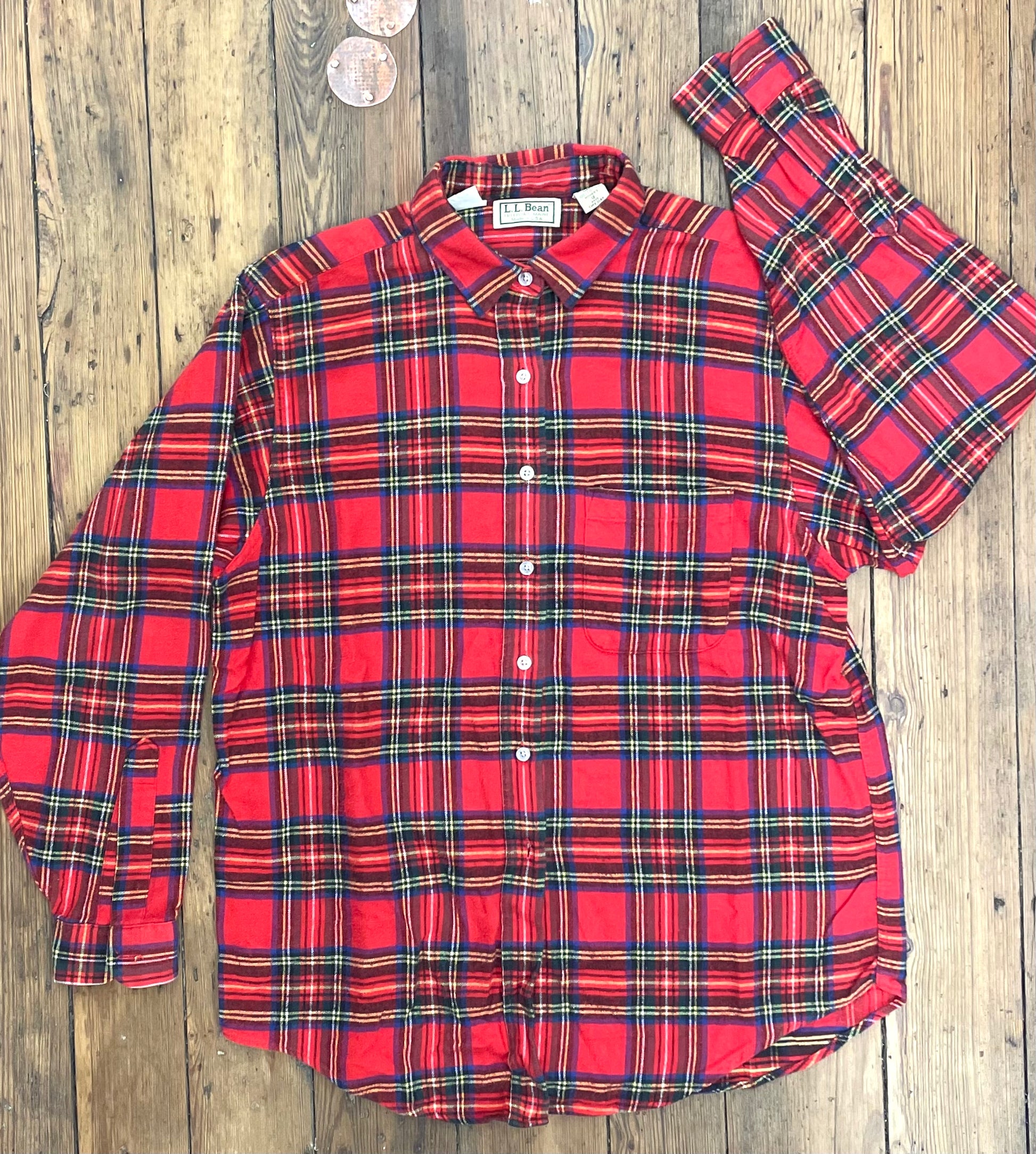 VTG L.L. BEAN MENS LONG SLEEVE FLANNEL THINSULATE INSULATED
