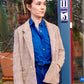 light brown vintage tweed jacket on female model