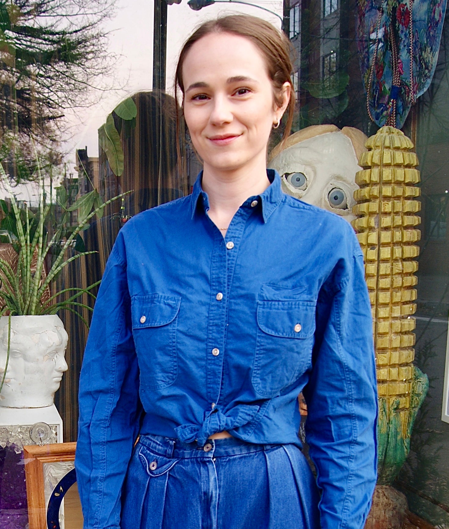 royal blue vintage twill shirt from Woolrich Woman